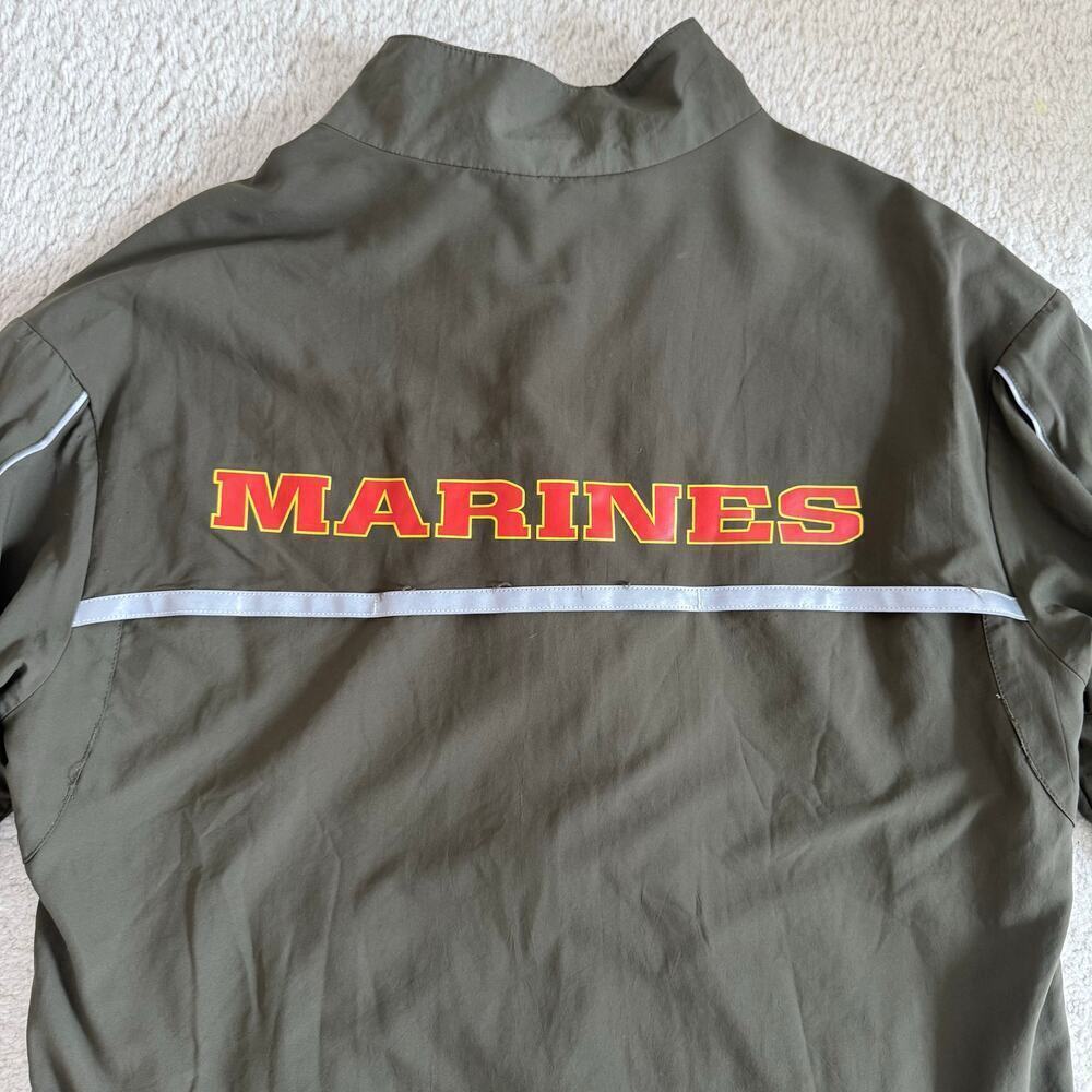 U.S. Marines Running Drawstring Zip Up Windbreaker Jacket Army Green Size S - Picture 3 of 12
